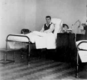 Picture of Alf in bed at St Helier Hospital , June 1951.
