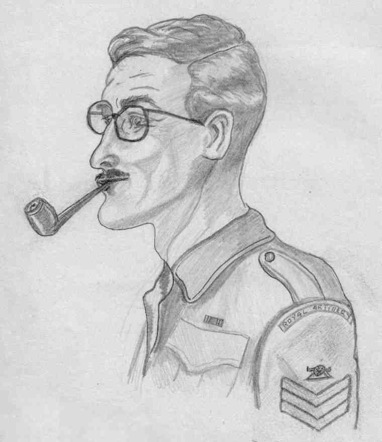 Charicature of Sergeant Cyril Circuit, drawn by Alf Allen, 1946