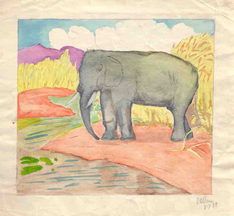 Picture of elephant painted 8th July 1939