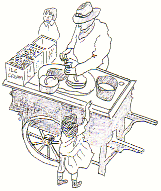 Sketch of 1930's ice-cream seller
